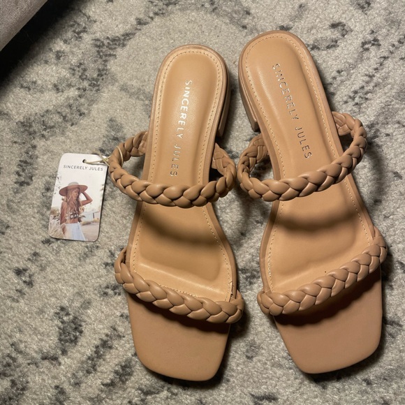 Sincerly Jules Shoes - Sincerely Jules 🤎 Braided Double strap sandal heel NWT
